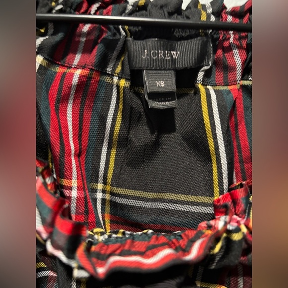 J. CREW | Stewart Tartan Plaid Off-Shoulder Adjustable Tie Blouse - Picture 5 of 6
